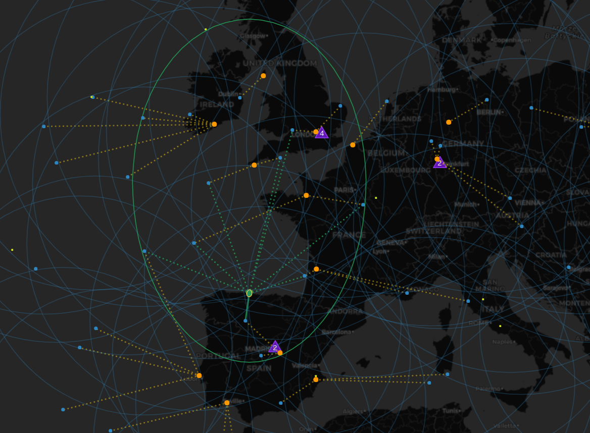 Representación de la conexión Starlink