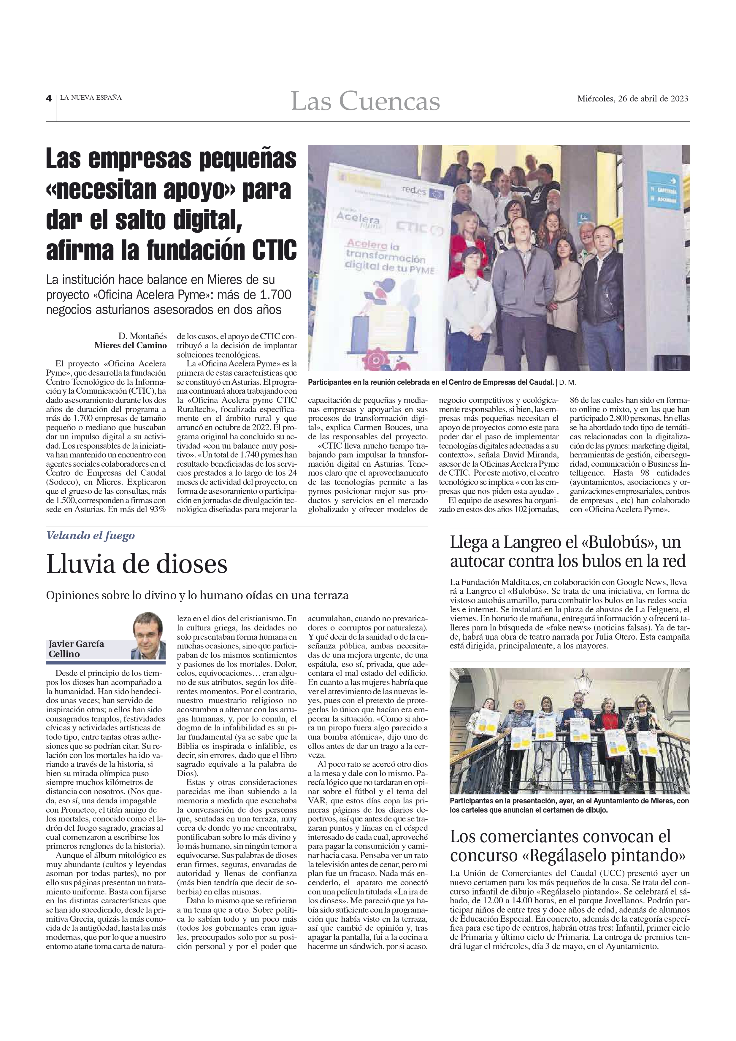 LNE Cuencas 26 abril -Las empresas pequeñas «necesitan apoyo» para dar el salto digital, afirma la fundación CTIC