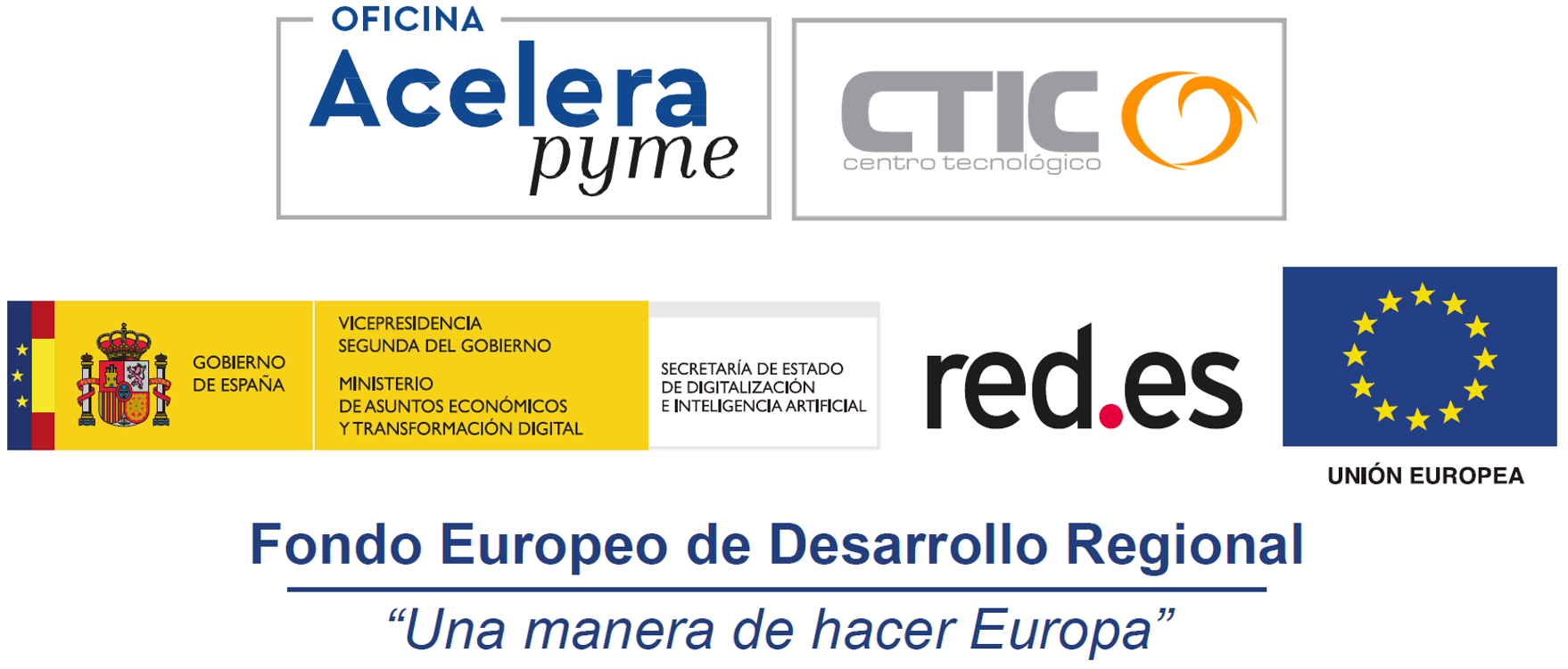 Logos de Acelera Pyme y financiadores