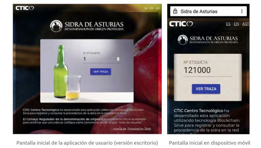 Pantalla inicial app trazabilidad sidra