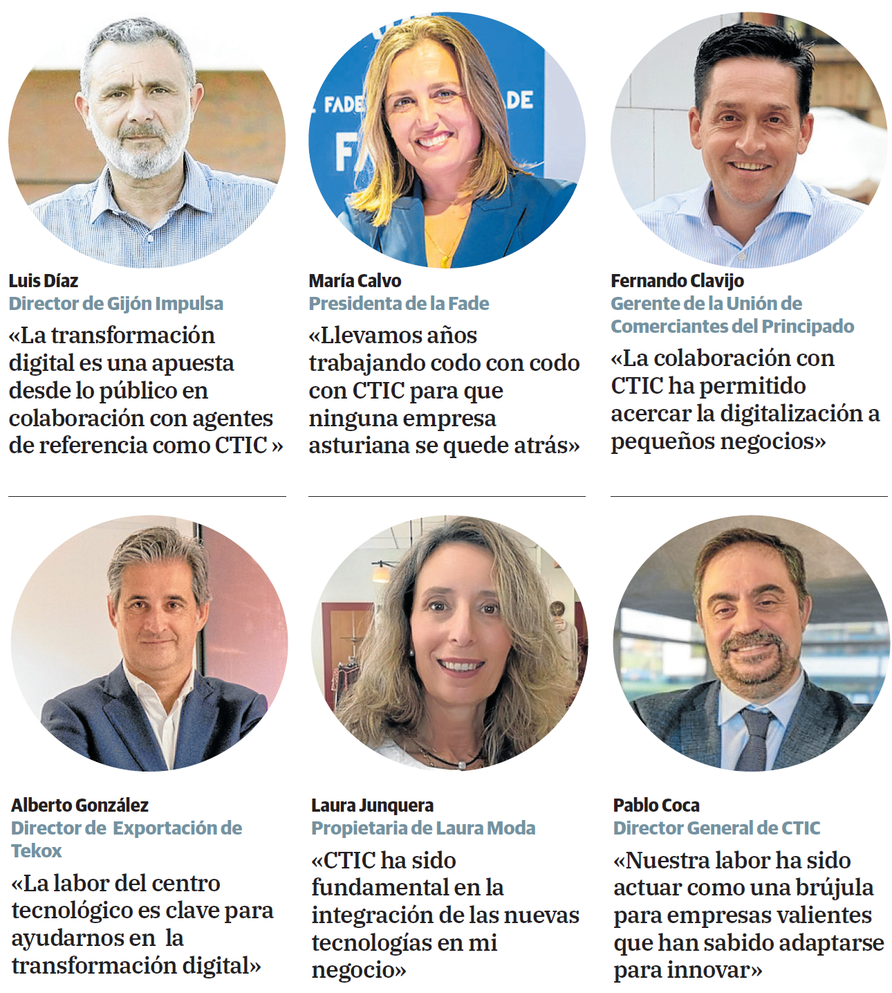 Testimonios de agentes empresariales y empresas