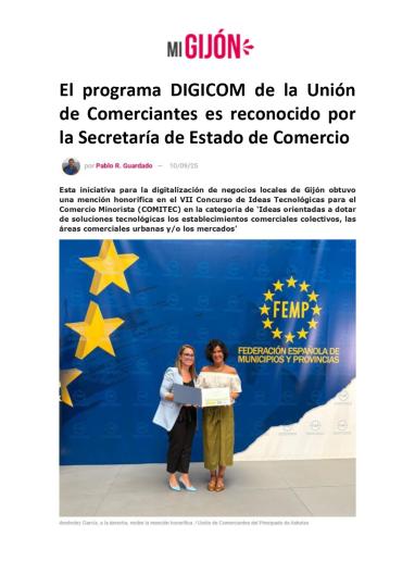 El programa DIGICOM de la Unión de Comerciantes es reconocido por la Secretaría de Estado de Comercio